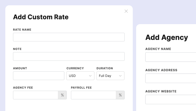 Talent management agency and rates