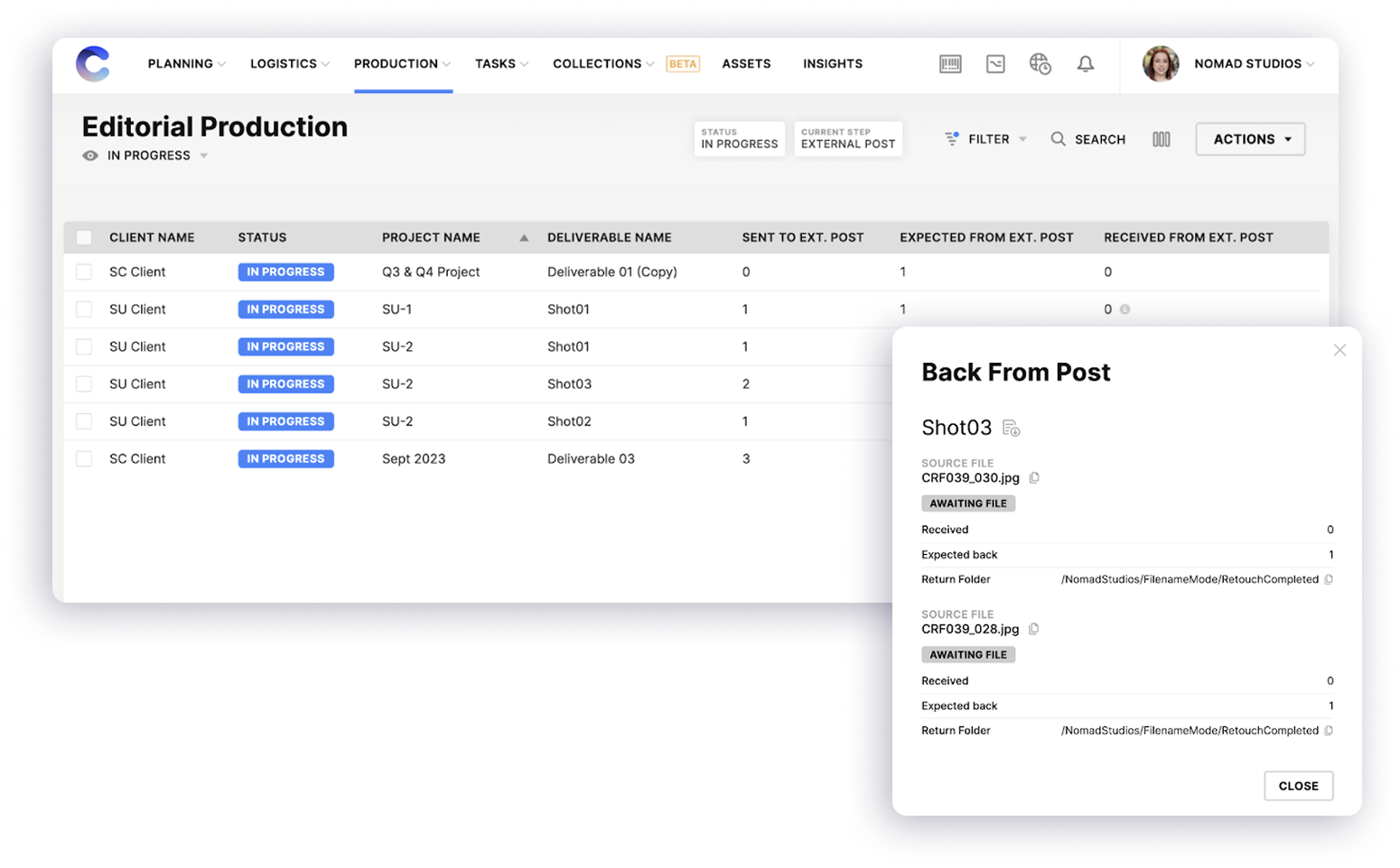 Track External Post Progress for Editorial Deliverable